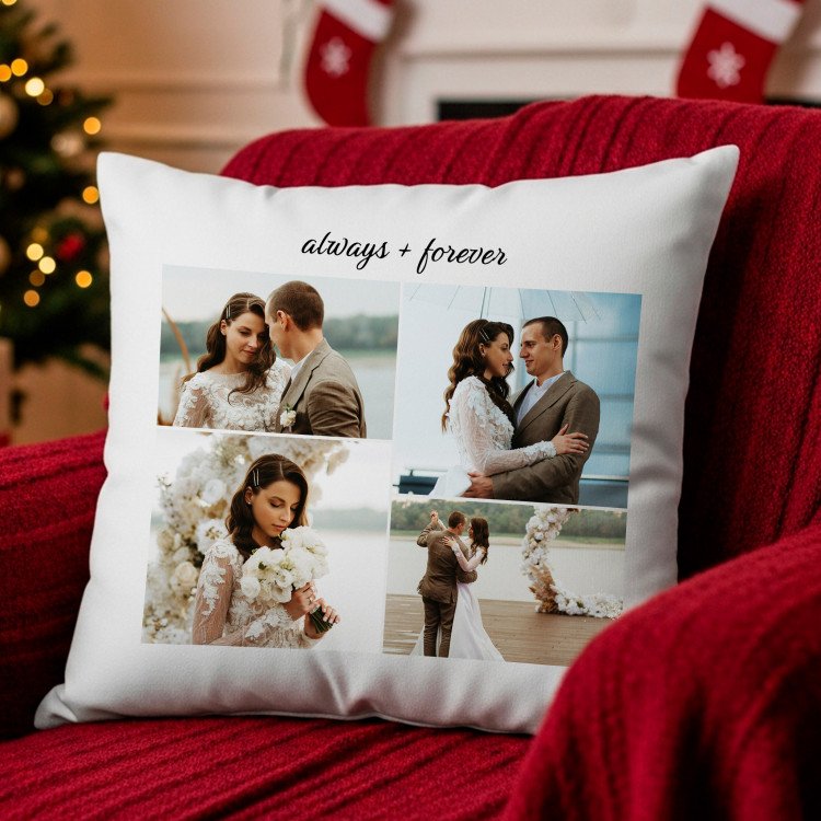 4 Photo Collage Square Pillow Cover gift for Xmas 25